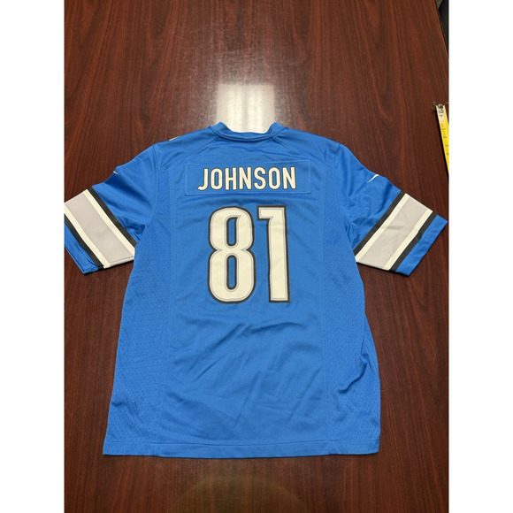 Nike NFL On Field Detroit Lions Calvin Johnson #81 Jersey Size M Blue - Picture 1 of 10